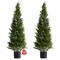 2 Pack Artificial Cedar Topiary Trees Faux Pine Plants for Indoor Outdoor Decor